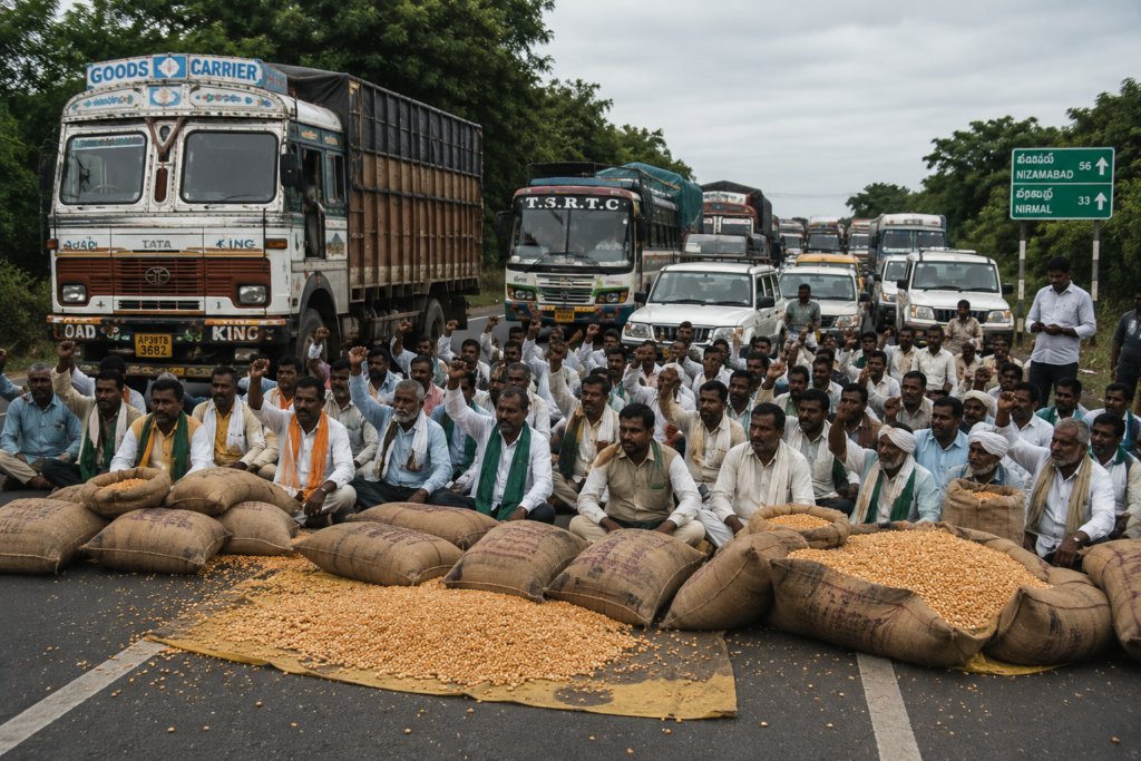 Mudhol Farmers Protest Over Delay in Maize Transportation